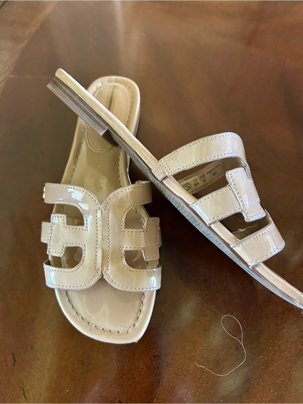 Sam Edelman Patent Slide Mules in Nude Beige - Picture 2 of 6
